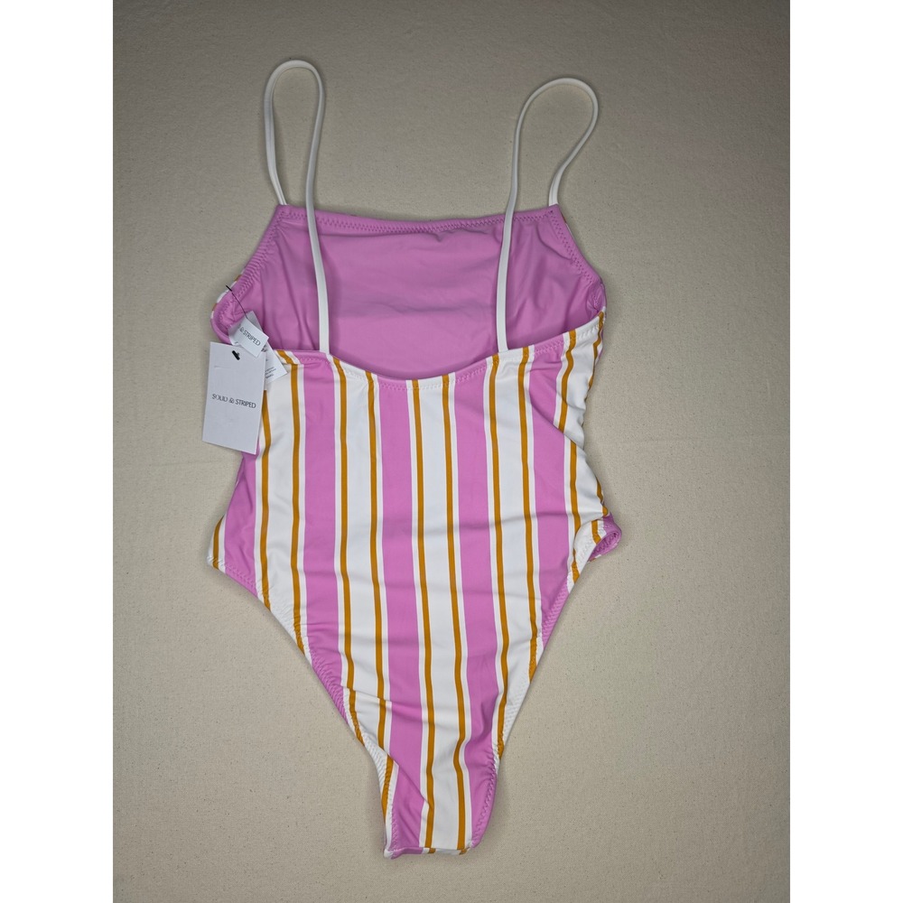Solid & Striped Reversible One Piece Swimsuit Pink/Orange/White XL NWT - Picture 2 of 2